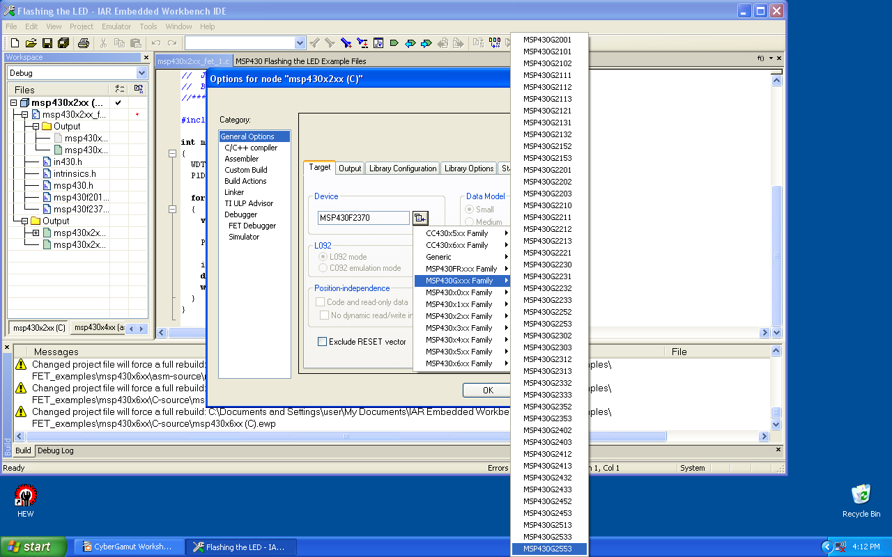 Selecting the 2553 Device